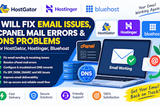 fix hostgator, hostinger, bluehost email issues, and cpanel mail errors