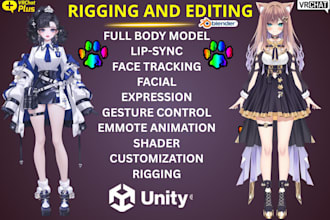 rig vtuber model vrchat, anime nsfw avatar, vrm rigging, vseeface obs studio