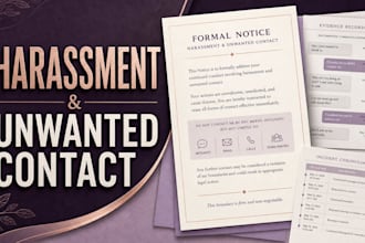 prepare a formal harassment and unwanted contact notice with evidence