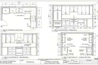 draft kitchen, wardrobe, built in cabinetry, and millwork shop drawing