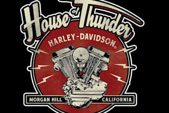 design custom lady rider logo and motorcycle engine illustration