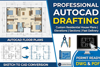 create professional autocad house plans and blueprint drafting