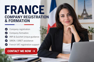 assist with france company registration, siren and vat setup