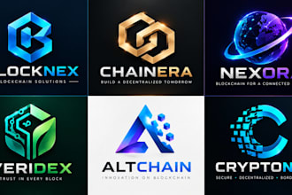 design a modern cryptocurrency, crypto, bitcoin, fintech, web blockchain logo