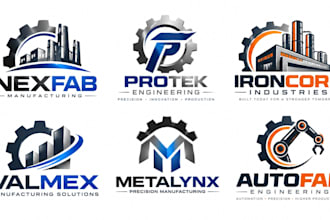 design a professional industrial manufacturing production, engineer factory logo