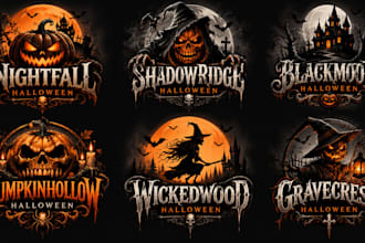 design a professional spooky, haunted, horror, pumpkin, gothic halloween logo
