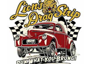 create an old school hot rod illustration and custom speed shop logo