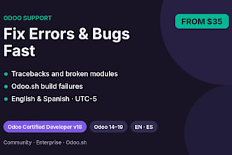 fix odoo errors and bugs and provide odoo technical support