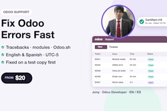fix odoo errors and bugs and provide odoo technical support