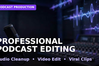 edit your podcast audio and video plus create viral clips for social medi