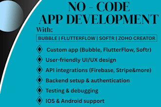develop no code apps, mvps custom mobile web applications flutter flow
