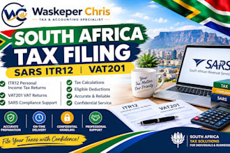prepare south africa sars itr12 tax returns, vat201 returns and tax refund