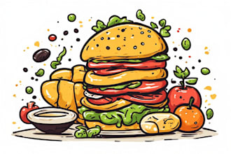 food illustration, cartoon, food vector, menu design, vector