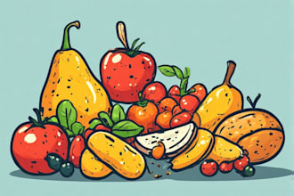 food illustration, cartoon, food vector, vector art