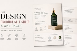 design a product sell sheet and one pager for beauty and skincare in indesign
