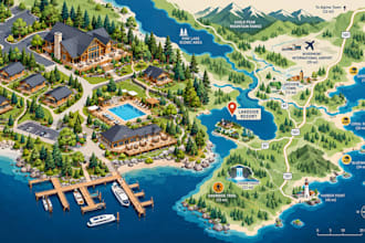 design custom resort map illustration tourist map or property map