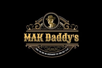 make old western restaurant logo with entertainment town