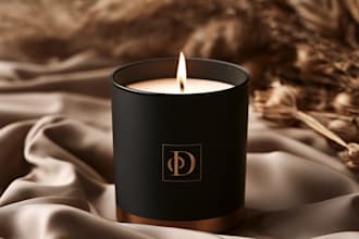 create a minimalist candle logo and packaging