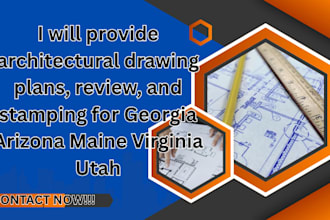provide georgia, arizona, maine, virginia, utah architectural drawing plan stamp