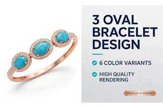 design luxury rose gold bracelet jewelry with 3 oval gemstones