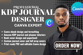 canva ebook design, journal design covers and journal interiors for amazon KDP