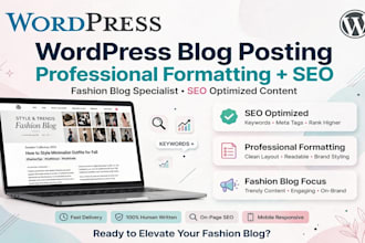 do wordpress blog posting, formatting, SEO and upload