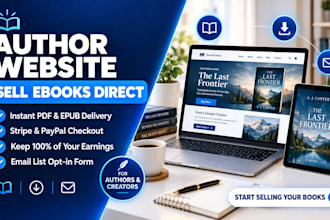 create modern book author website or ebook author website for digital downloads