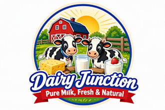 create unique cow farm logo for your business