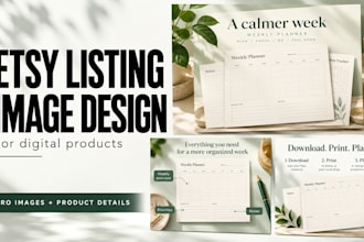design etsy listing images and mockups for digital products