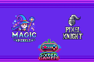 create authentic retro pixel art logo