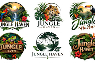 design a professional tropical, wildlife, rainforest, exotic plants jungle logo