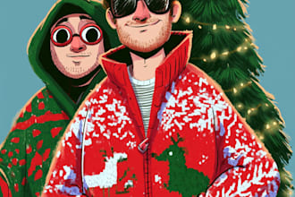 draw custom christmas illustration, holiday card, or seasonal art