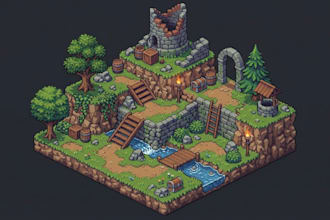 create isometric pixel game art retro 2d game asset pixel art sprite environment