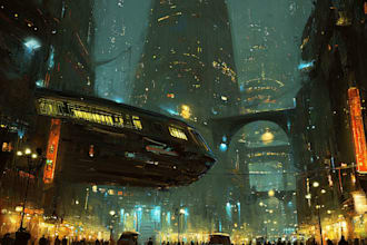 make cyberpunk city design for you