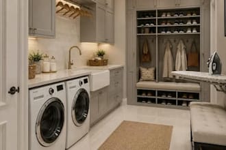 design a modern 3d utility room and laundry room