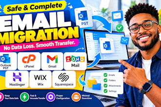 migrate outlook pst emails cpanel gmail zoho mail hostinger wix squarespace wix