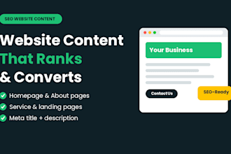 write SEO website content for your homepage, about and service pages