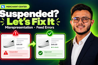 fix google merchant center suspension, misrepresentation and feed errors