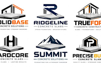 design a professional concrete slab, construction foundation, concrete slab logo