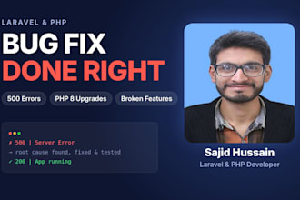 fix laravel bugs, PHP errors and broken features in your website