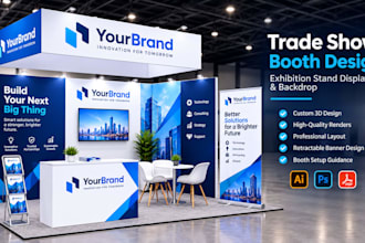 design trade show booth, exhibition stand display, backdrop retractable banner
