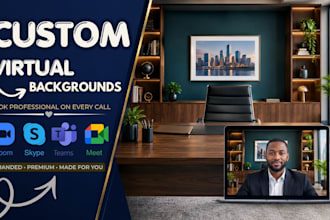 design custom google meet microsoft teams zoom virtual background with your logo