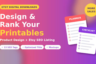 design etsy digital download products with etsy printable seo listing