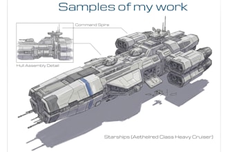 draw spaceship concept art or design a starship or scifi vehicle
