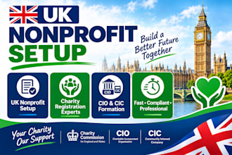 set up UK nonprofit, charity setup and charity registration professionally