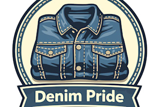 design a vintage denim resale logo with a stitched patch badge