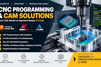 do cnc programming, cam toolpaths and gcode in fusion 360, mastercam or artcam