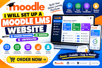 set up a moodle lms website with course tracking quizzes and certificates