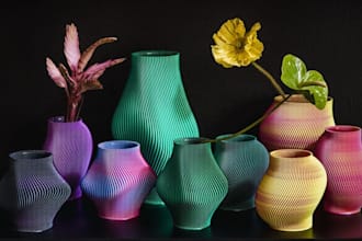 design a custom 3d vase mold 3d printed and 3d flower