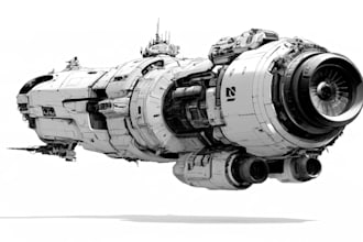 draw spaceship concept art or design a starship or scifi vehicle